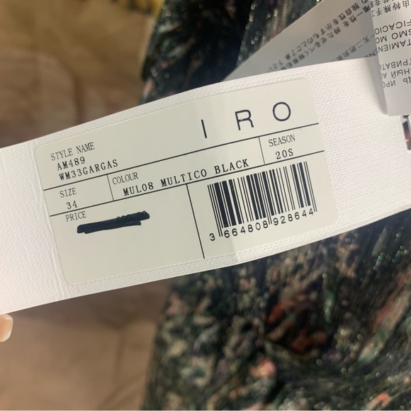 NEW IRO Gargas Wrap-effect Ruffled Printed lurex Sheer MIDI Dress - Picture 10 of 14